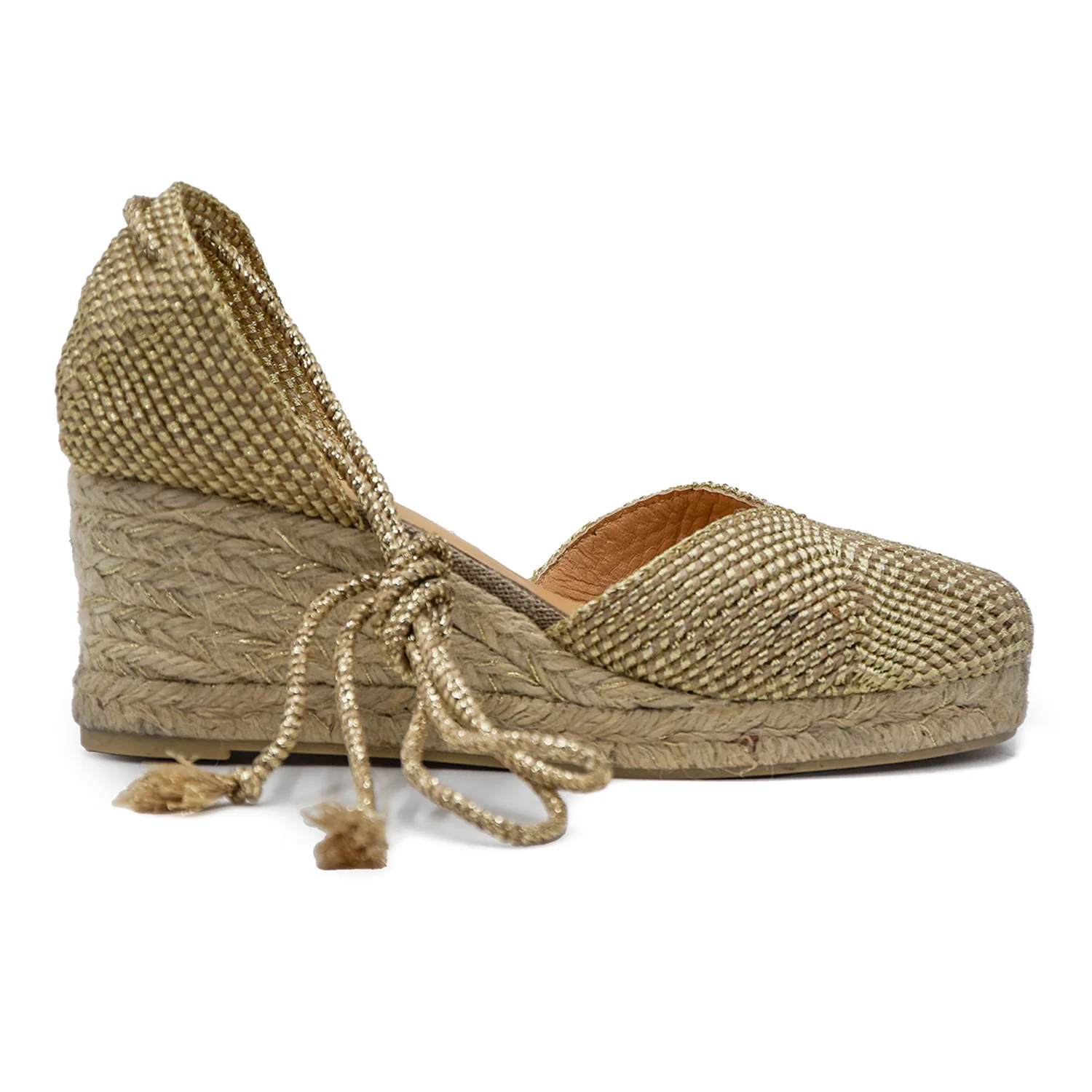 Sandali Castañer Donna Cora Espadrillas Oro In Juta Con Zeppa - immagine 2