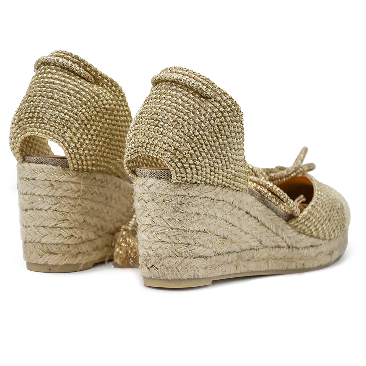 Sandali Castañer Donna Cora Espadrillas Oro In Juta Con Zeppa - immagine 5
