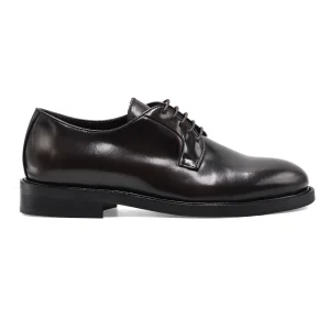 Allacciata Derby Uomo Derby Saxone 044 In Pelle Marrone Lucida