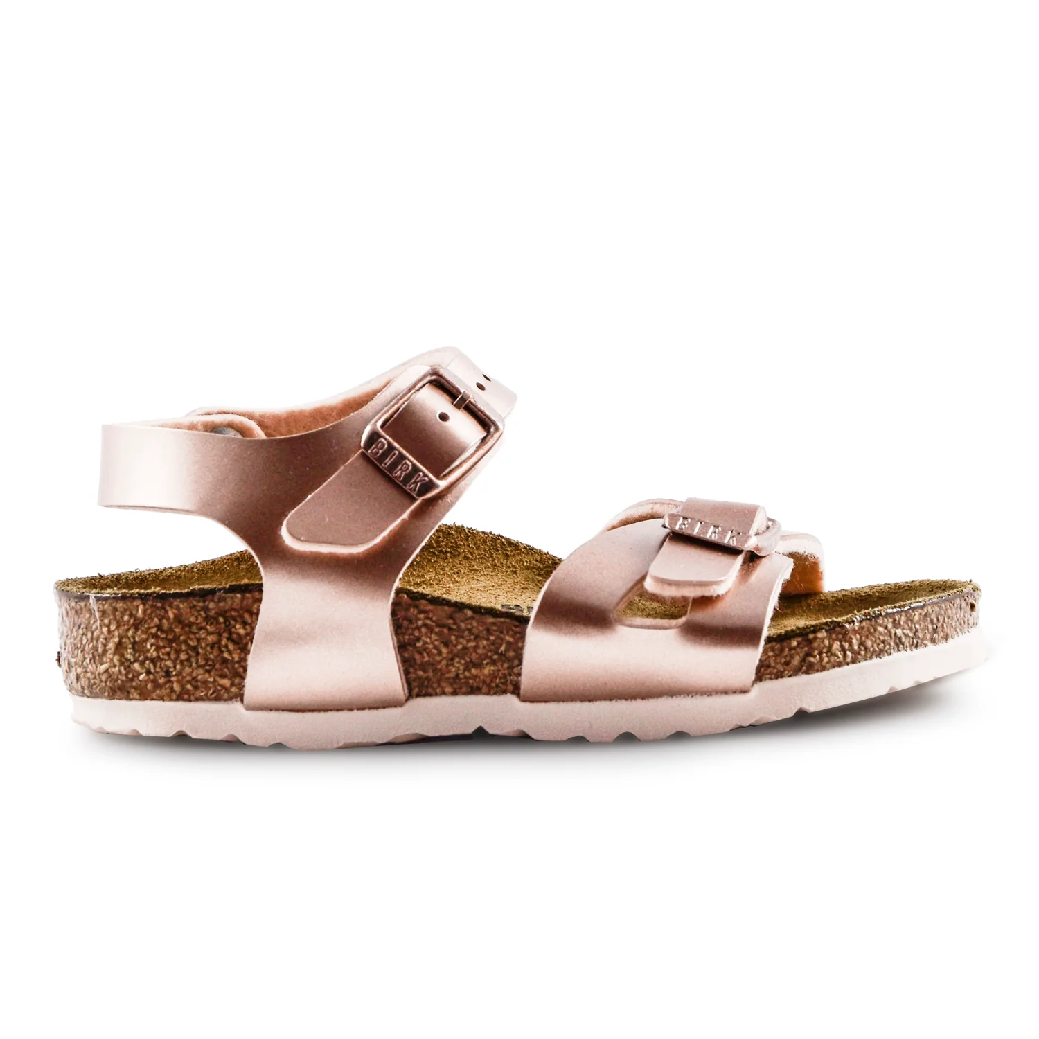Sandalo Birkenstock Bambino modello Rio Electric Metallic in pelle laminata cipria - immagine 2