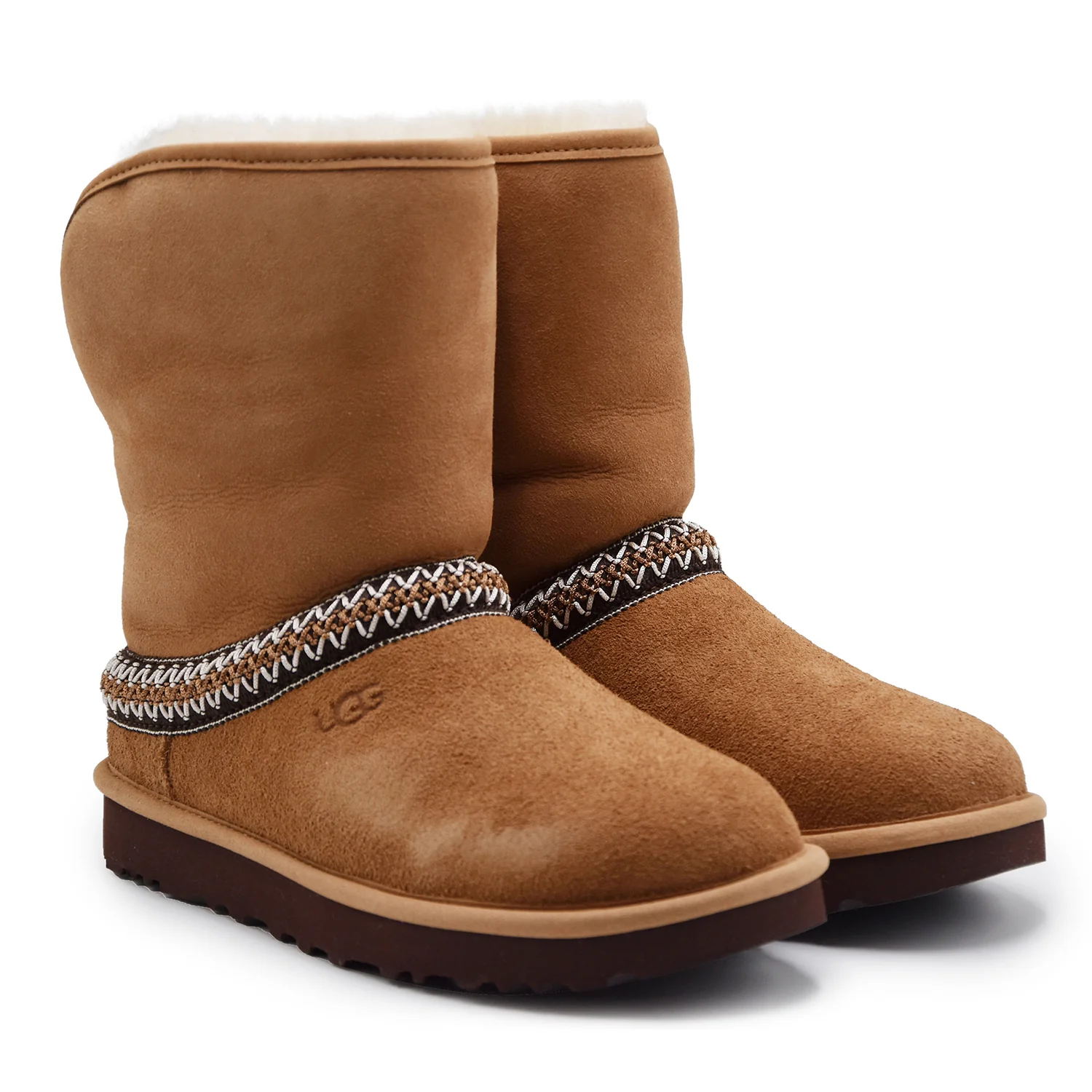 Stivali UGG Donna Classic Short Crescent Chestnut Risvoltabile - immagine 4
