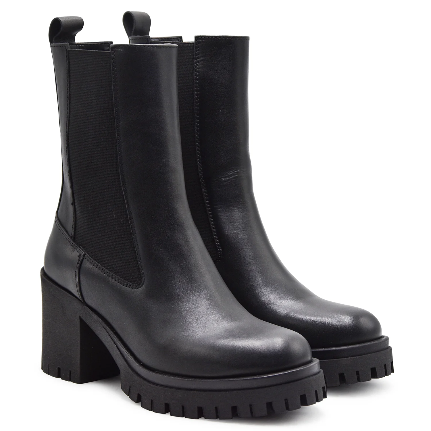 Stivaletti STM Donna 7031 Pelle Nero Con Tacco Di 8 Centimetri - immagine 3