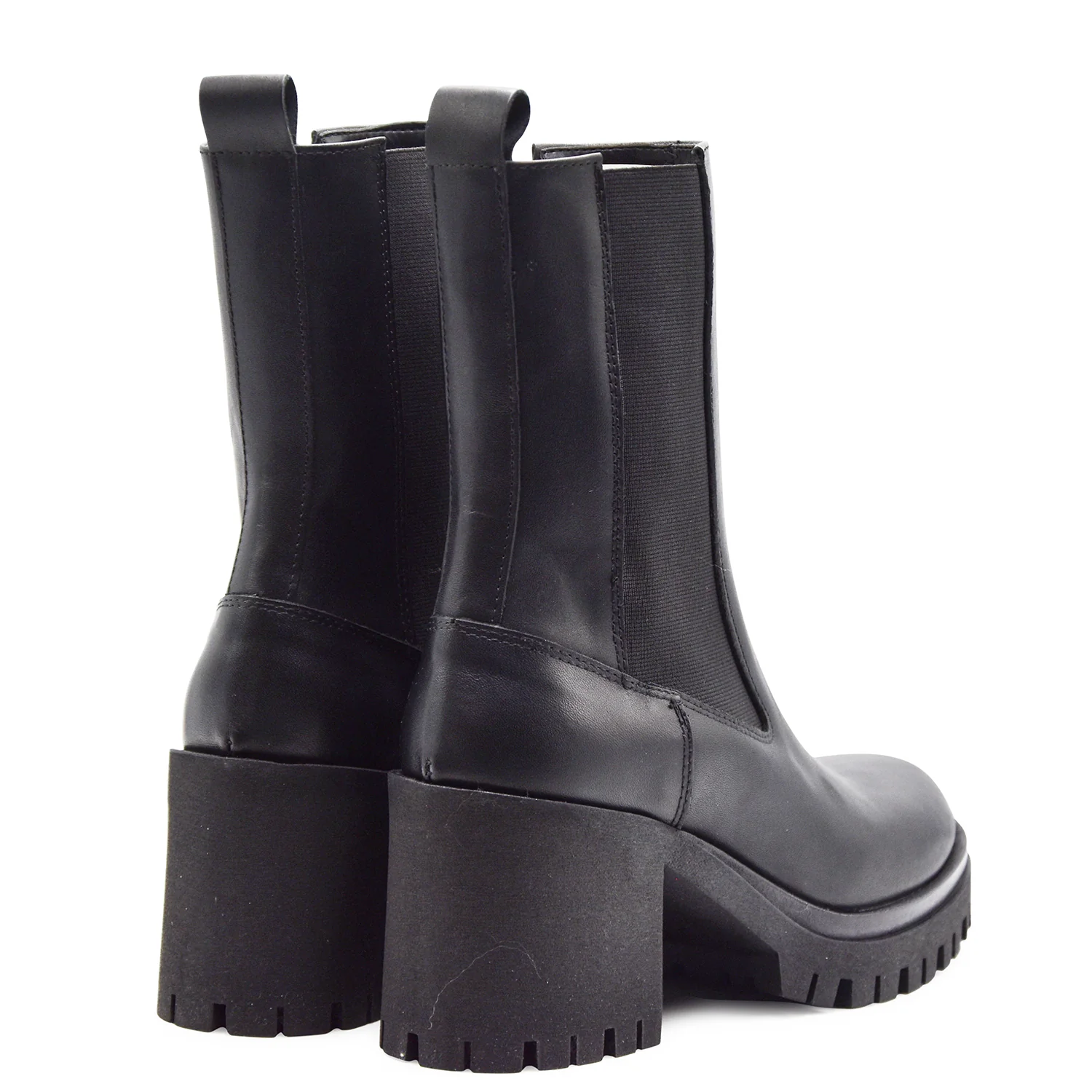 Stivaletti STM Donna 7031 Pelle Nero Con Tacco Di 8 Centimetri - immagine 5