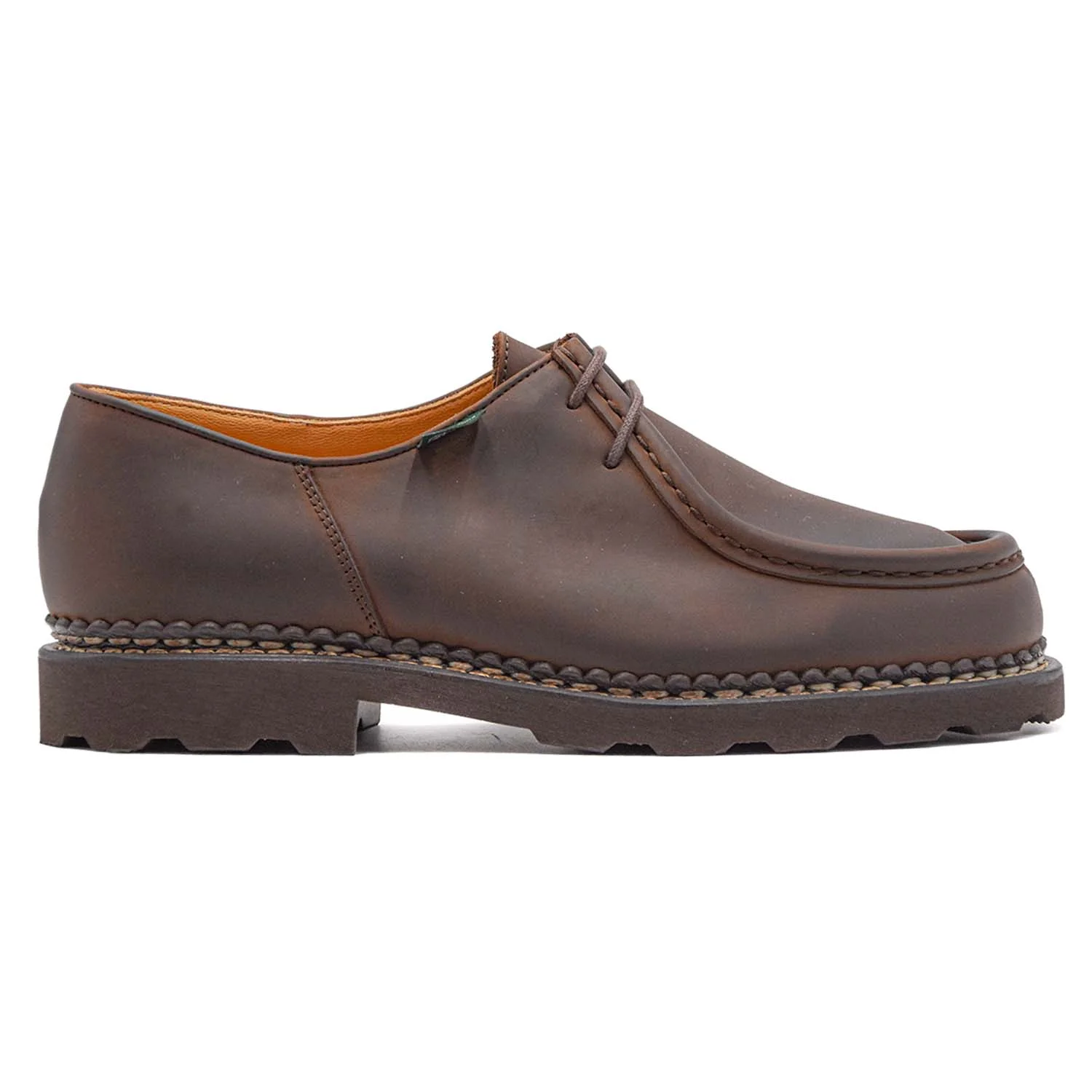 Stringata Paraboot Pelle Marrone Uomo A Costruzione Norvegese