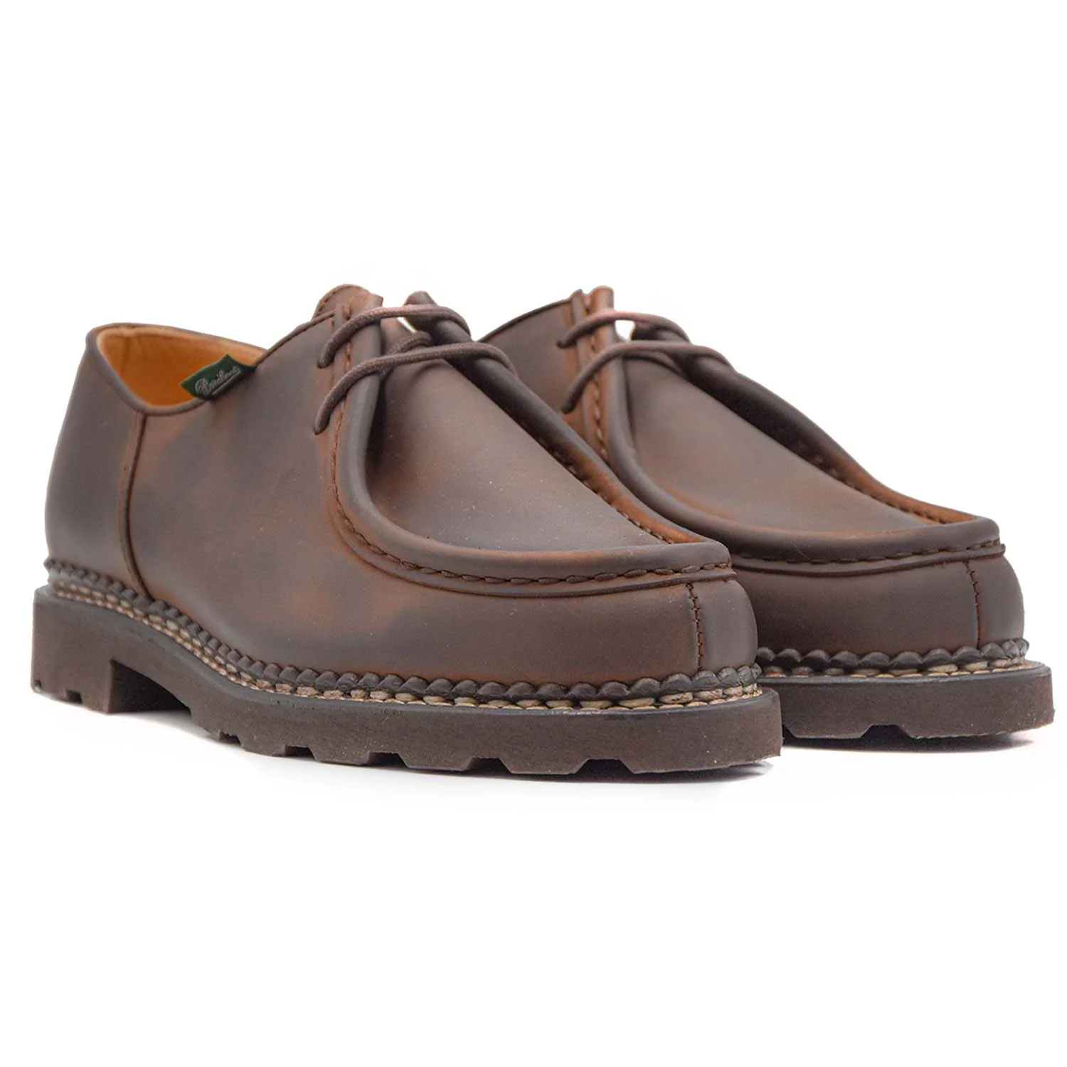 Stringata Paraboot Pelle Marrone Uomo A Costruzione Norvegese - immagine 4
