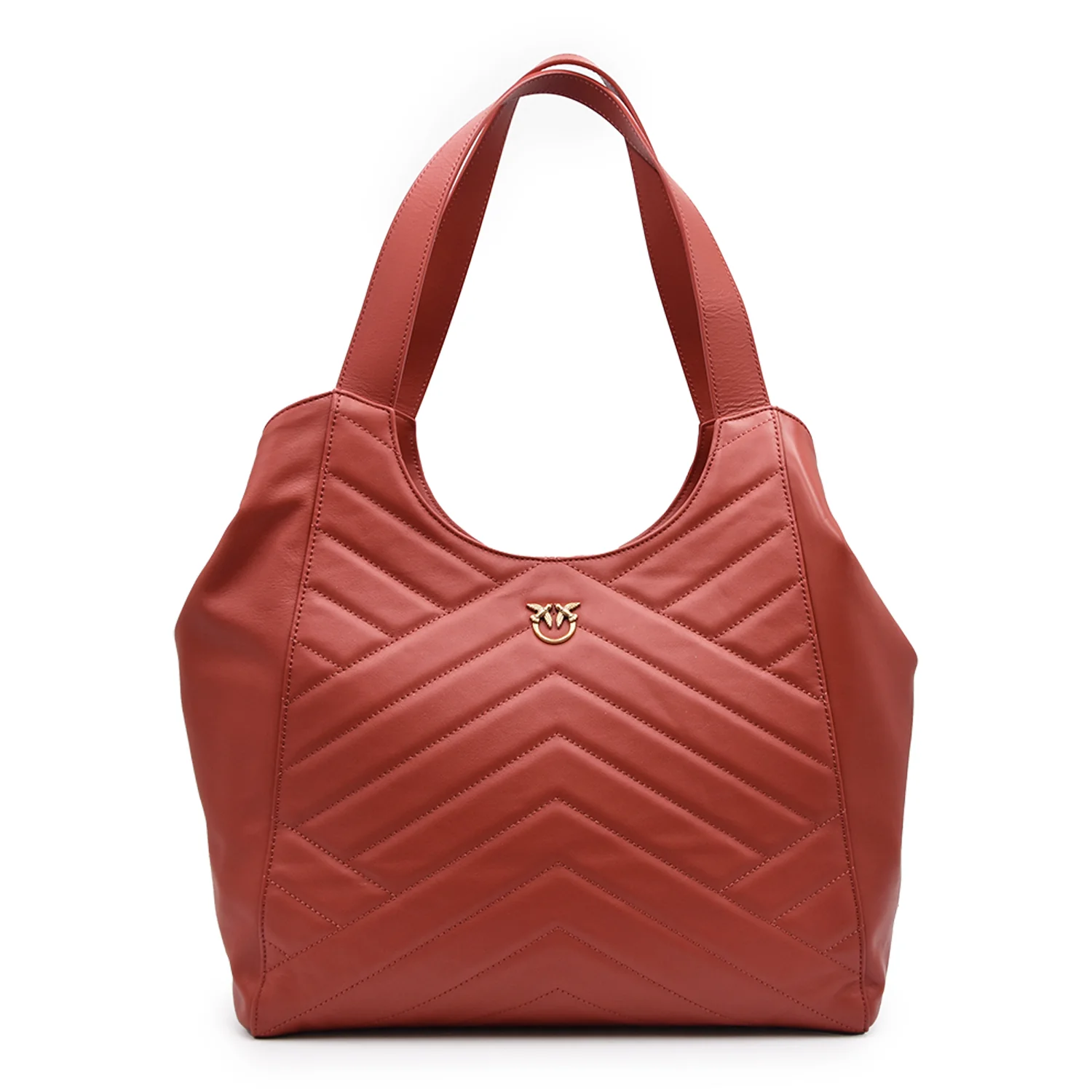 Tote Bag Puzzle Borsa Pinko Rosso Con Mini Logo Oro Frontale - immagine 2