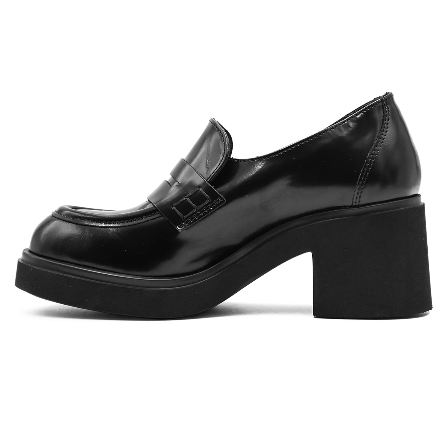 Mocassini Donna Loafer Nero Made In Italy In Pelle Abrasivata - immagine 3
