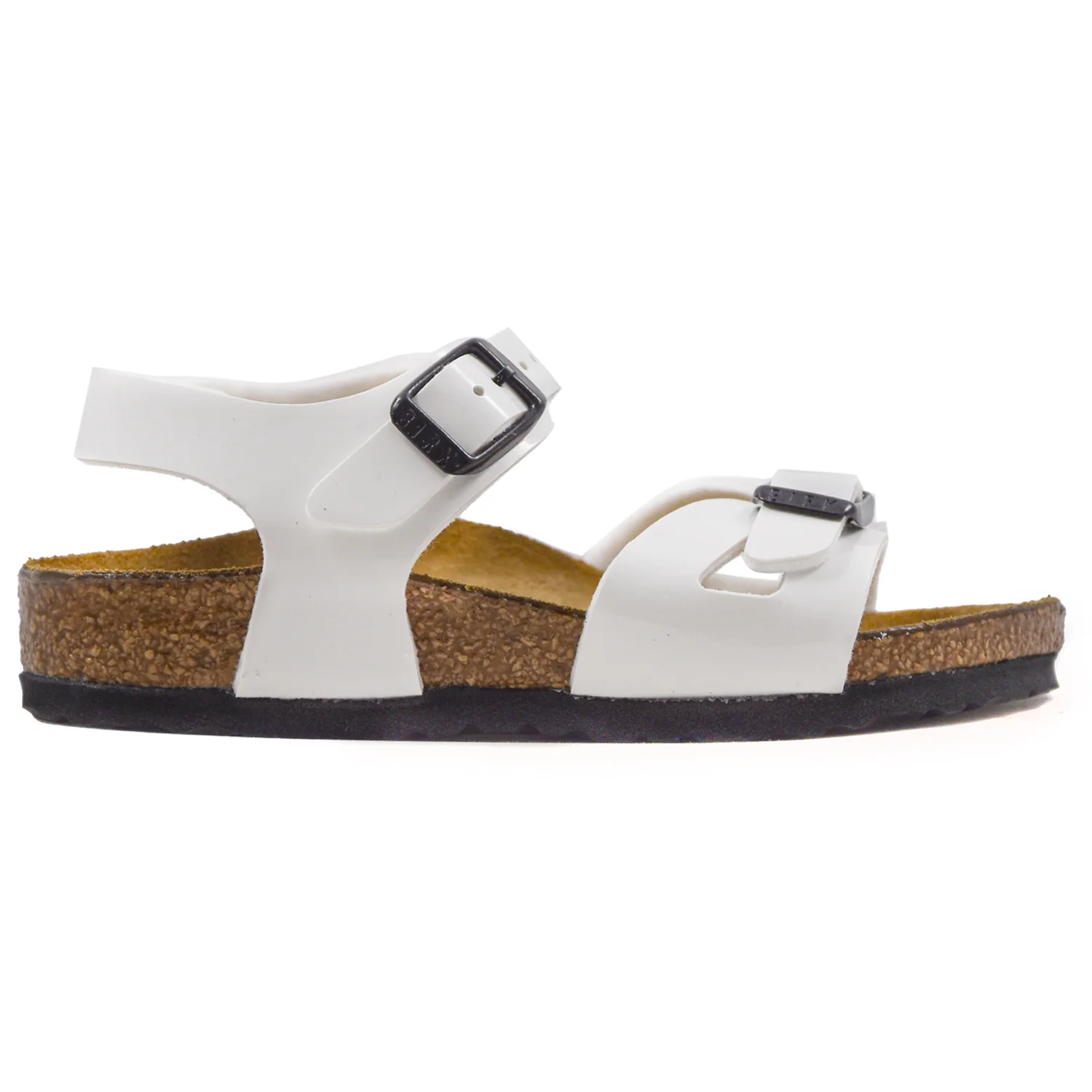 Sandali Birkenstock Bambino Rio Bianco Con Plantare In Sughero E lattice
