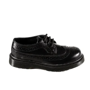 Scarpa Dr. Martens Bambino Allacciata Bassa In Pelle Nera