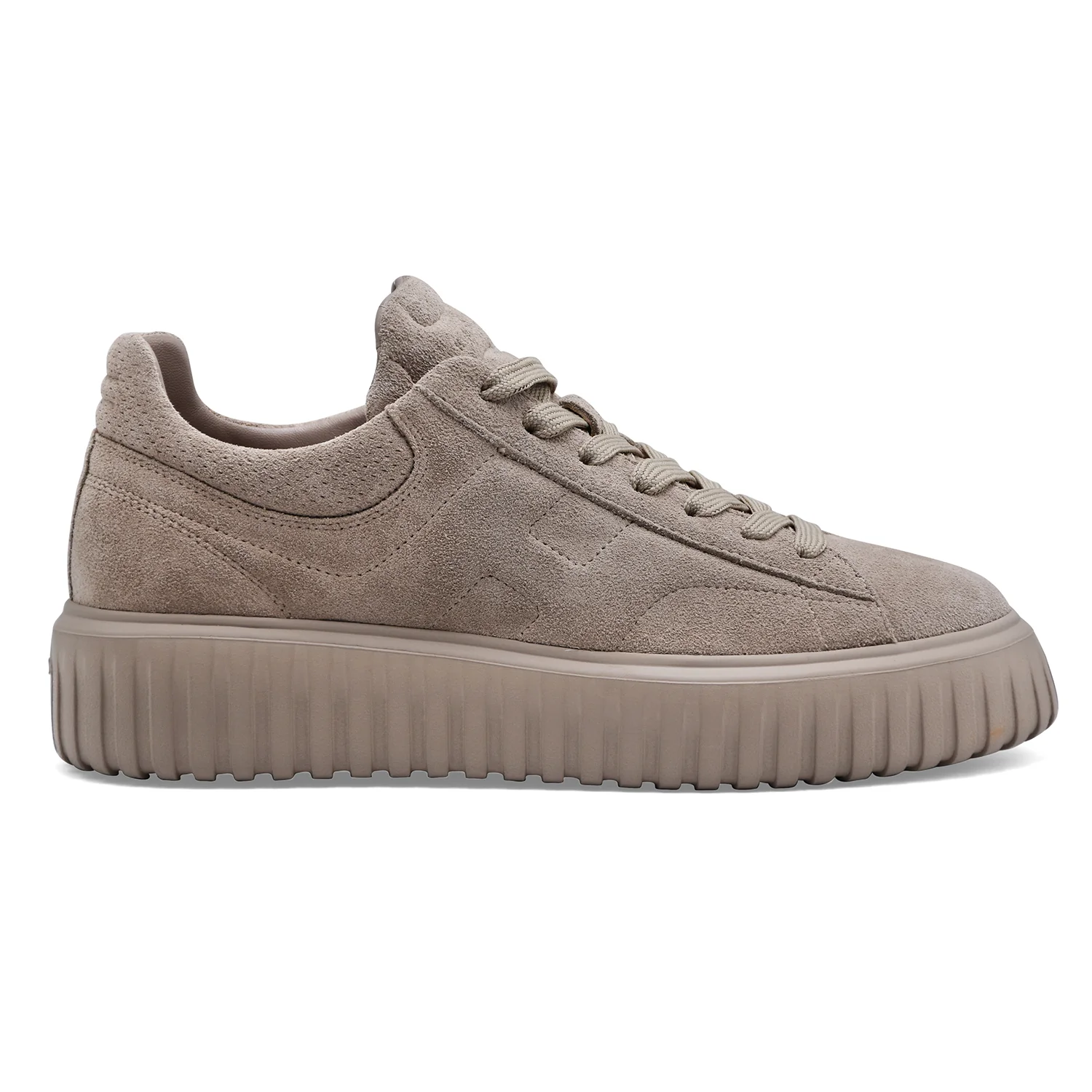 Sneakers Hogan Uomo H-Stripes Grigio Morbida Pelle Scamosciata - immagine 2