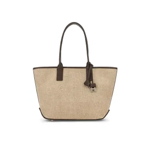 Borsa Shopping Hogan Address Piccola In Canvas Marrone Avorio