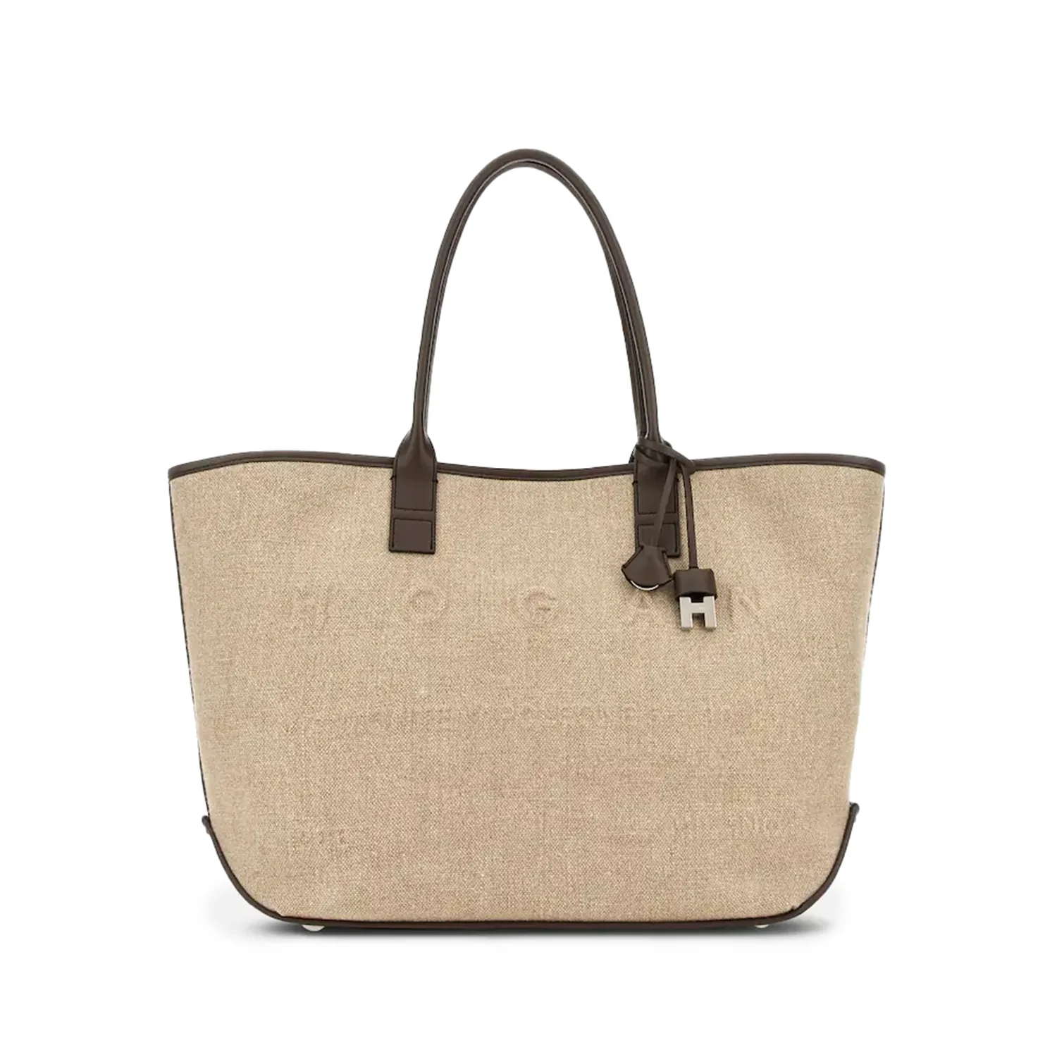 Borsa Shopping Hogan Address Media In Canvas Marrone E Avorio