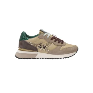 SUN68 Sneakers nylon e suede STARGIRL GLITTER LOGO