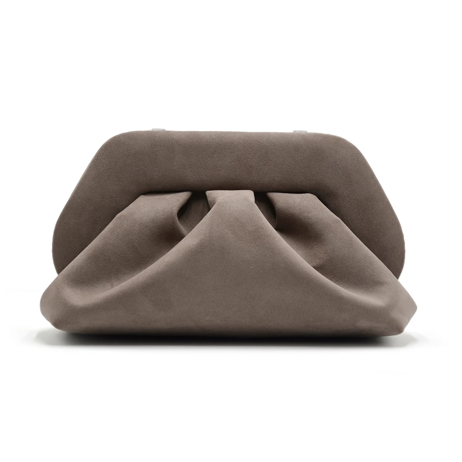 Borsa Pochette Tia Themoirè Vegan Suede Grigio Mud Con Tracolla - immagine 4