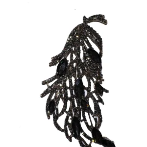 Spilla con Ramo in Cristalli Nera