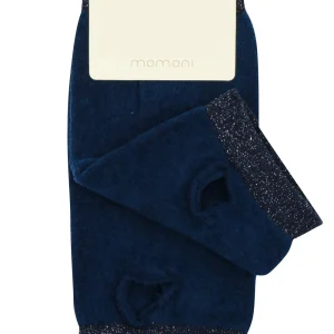 Manicotti Augustine in Cotone Blu con Bordi Lurex