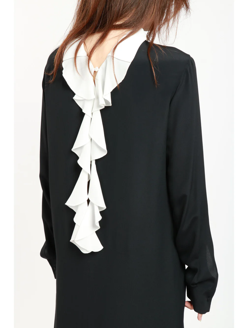 Vestito Corto in Misto Seta Nero con Ruches - immagine 7