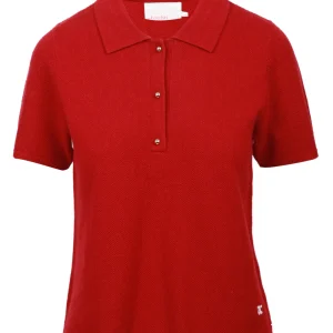 Maglia Polo Giulia in Misto Cashmere Rossa Scuro