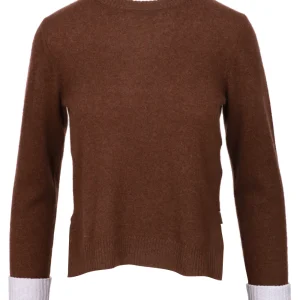 Maglia Nadia Girocollo in Cashmere Marrone e Lilla