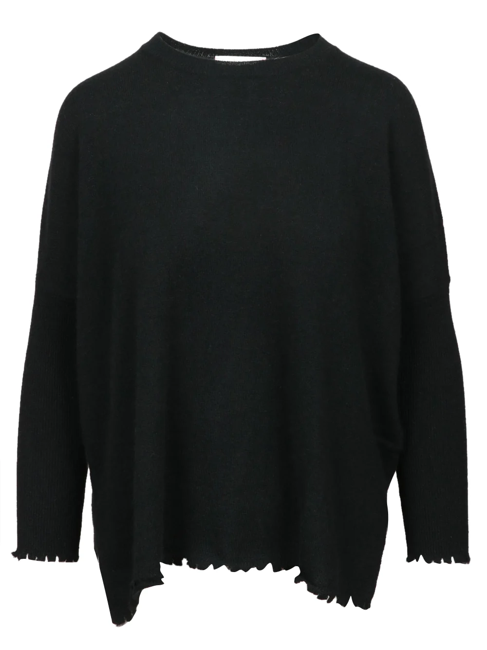 Maglia Ofelia Girocollo in Cashmere Nera con Rotture