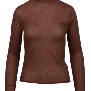 Maglia Sabine in Misto Lana Marrone con Collo Alto