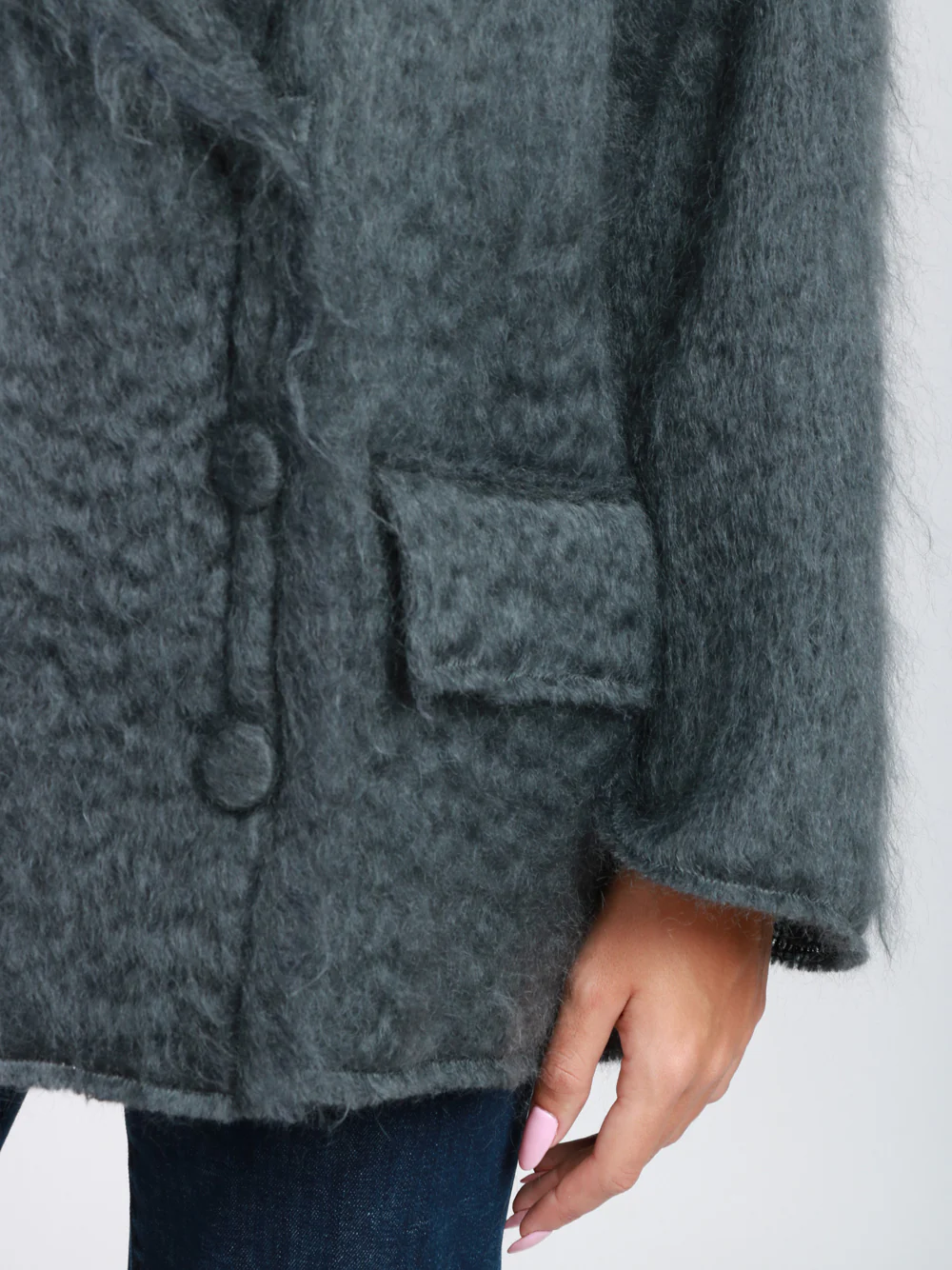 Caban Doppiopetto in Misto Mohair Grigio - immagine 7