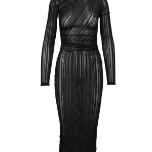 Vestito Olga Tubino Nero Effetto Trasparente