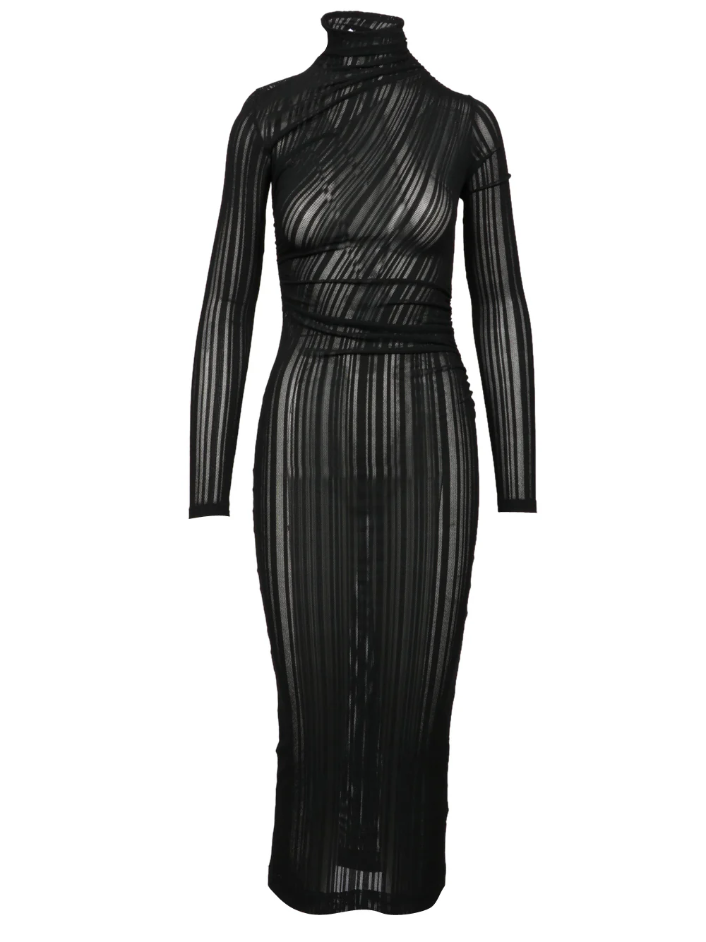 Vestito Olga Tubino Nero Effetto Trasparente