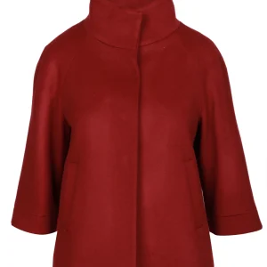 Caban Tonia Monopetto in Lana Bordeaux con Collo Alto