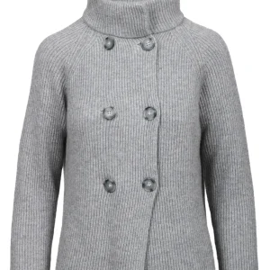 Giacca Doppiopetto a Costine in Misto Cashmere Grigia