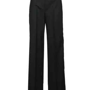 Pantaloni Acantha Palazzo in Fresco di Lana Neri con Zip