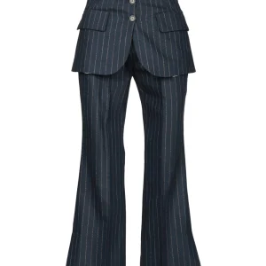 Pantaloni Ada Gessato con Bustino in Flanella Blu