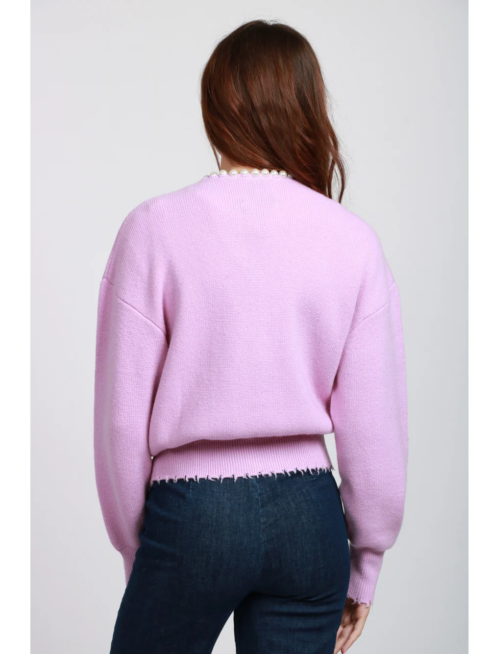 Cardigan Ideas in Misto Lana e Cashmere Rosa con Perle - immagine 6