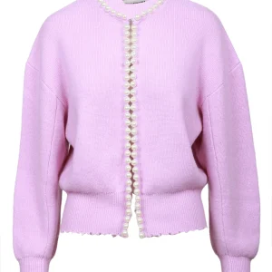 Cardigan Ideas in Misto Lana e Cashmere Rosa con Perle