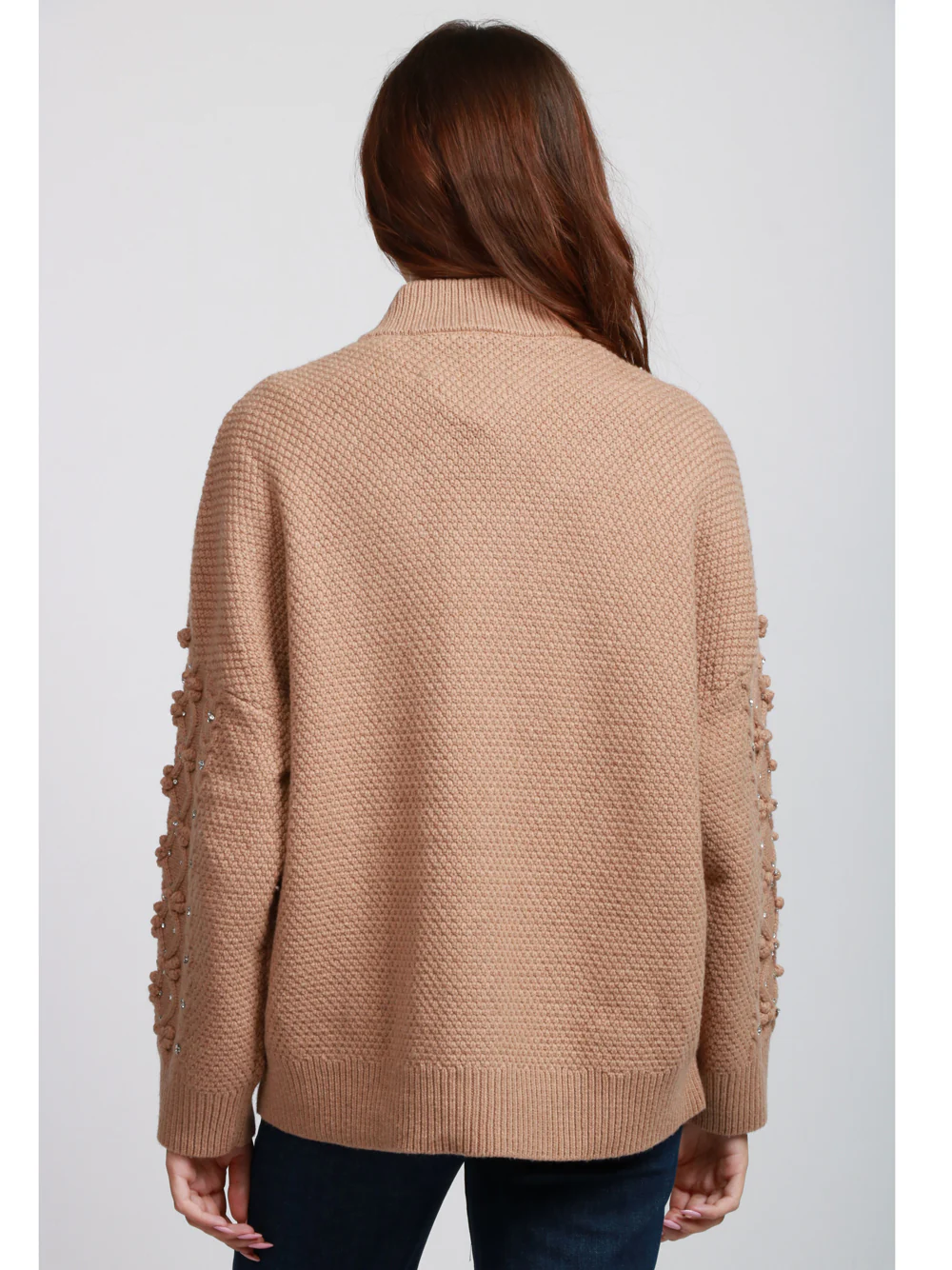 Cardigan Iltimate in Lana Cammello con Lavorazione e Strass - immagine 6
