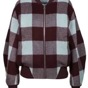 Bomber Iti in Lana Check Viola e Celeste