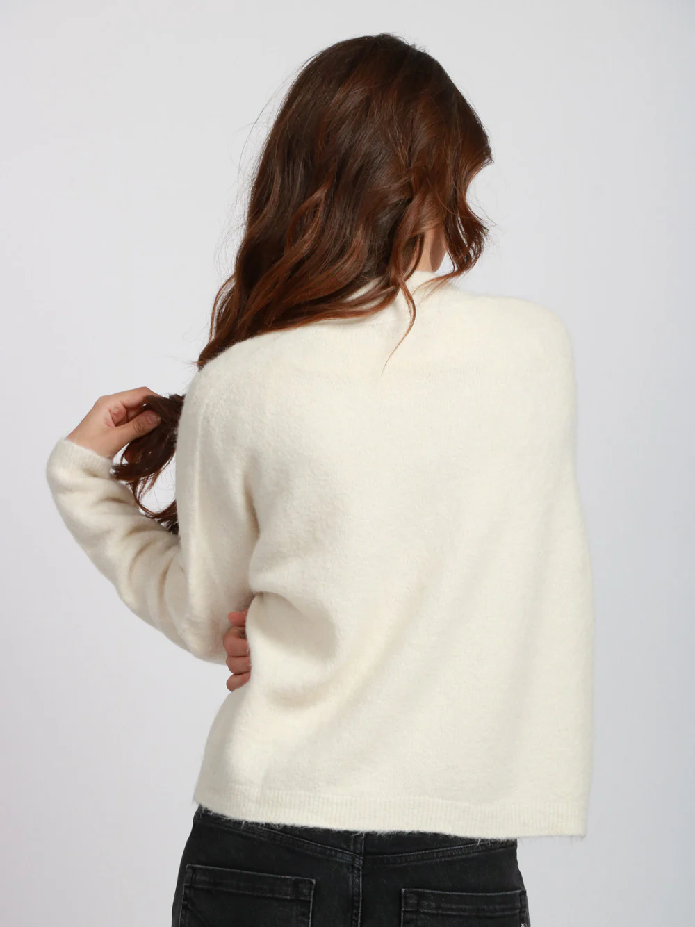Cardigan in Misto Alpaca Avorio con Scollo a V - immagine 6