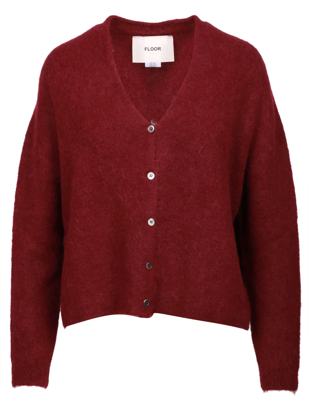 Cardigan in Misto Alpaca Bordeaux con Scollo a V - immagine 2