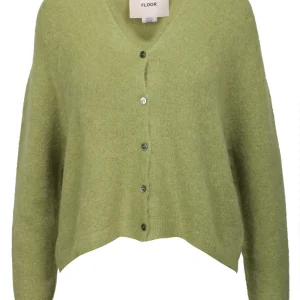 Cardigan in Misto Alpaca Verde con Scollo a V