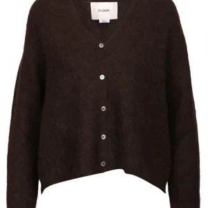 Cardigan in Misto Alpaca Nero con Scollo a V
