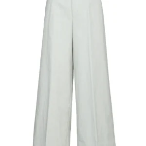 Pantaloni in Cotone Verde Salvia Palazzo