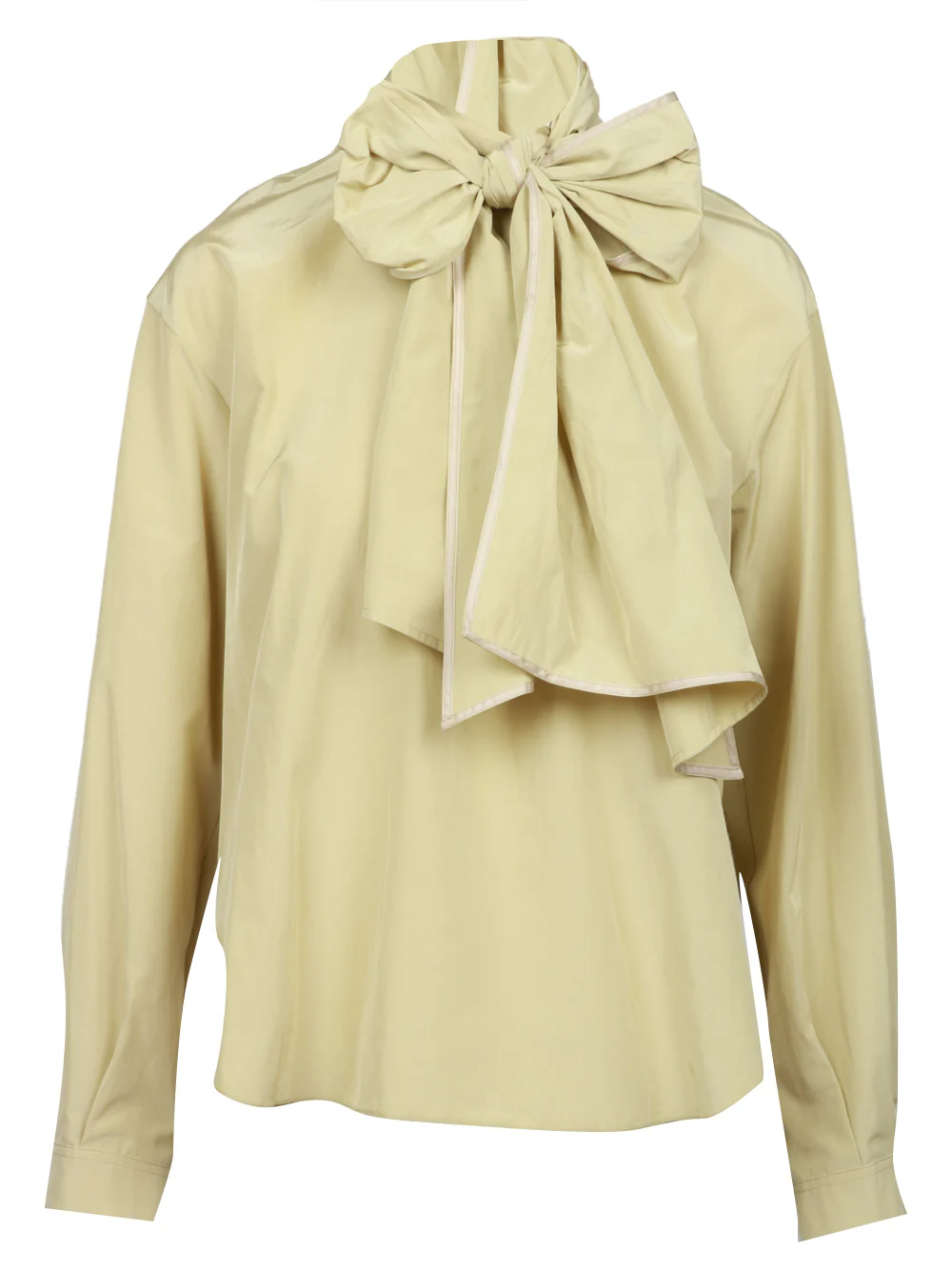 Blusa Girocollo in Taffetà Verde con Fiocco
