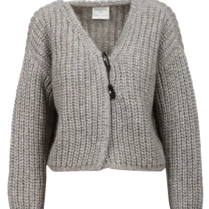 Cardigan a Costine in Alpaca Grigio con Lurex