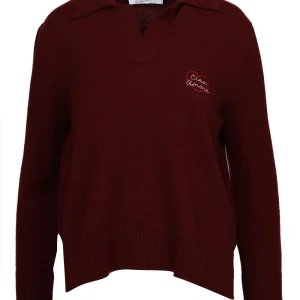 Maglia Polo in Lana Merinos Bordeaux con Cuore