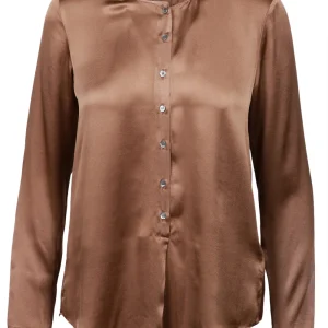 Blusa in Seta Nocciola Girocollo