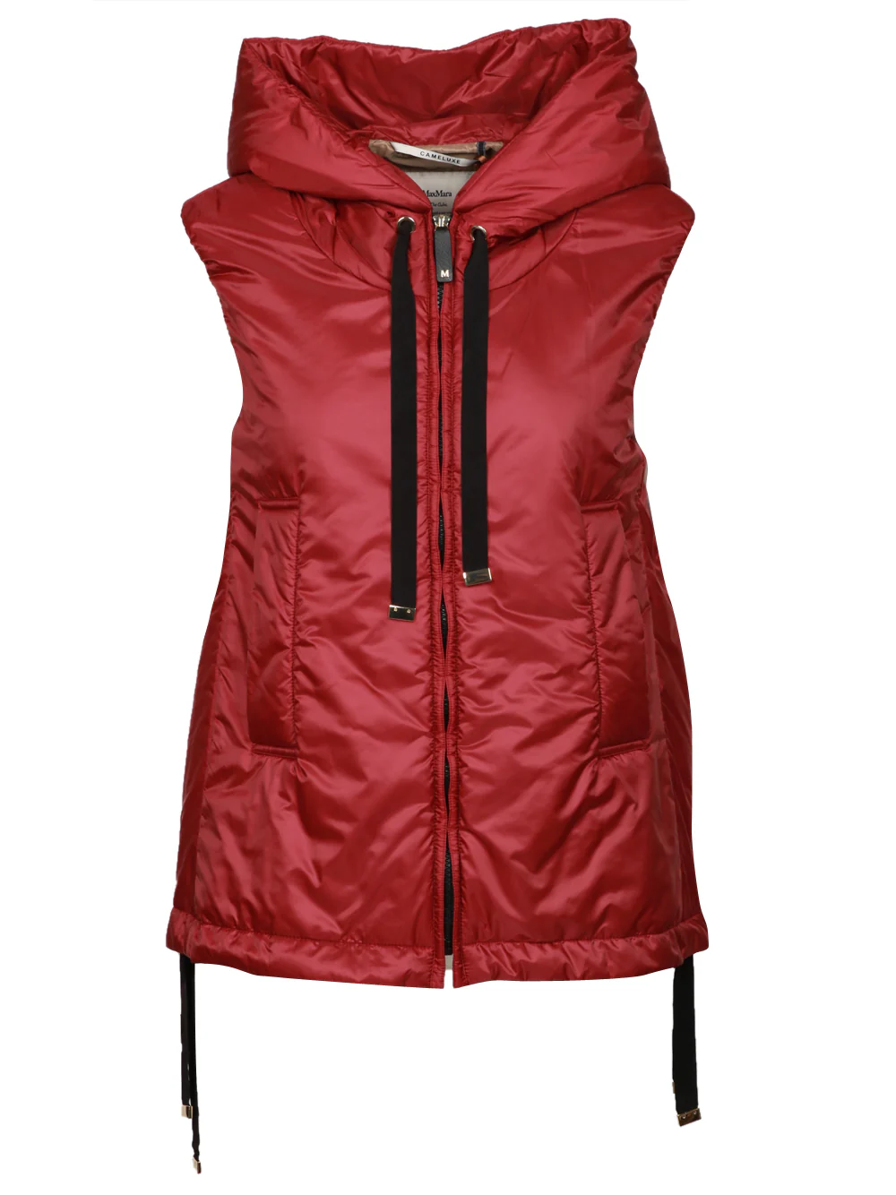 Gilet Imbottito Greengo in Tessuto Antigoccia Rosso con Cappuccio