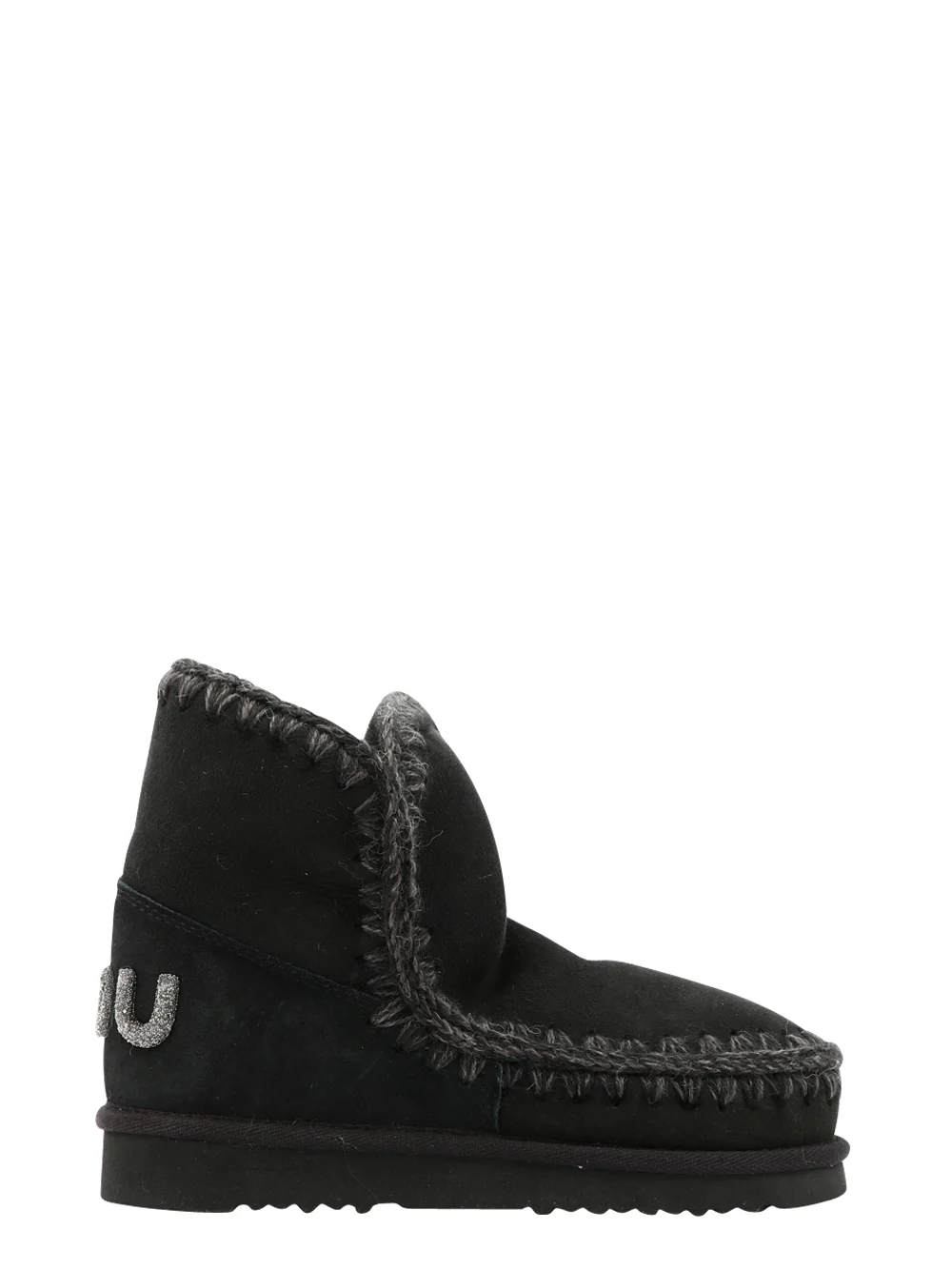 Stivali Eskimo 18 in Suede Neri con Logo Glitter