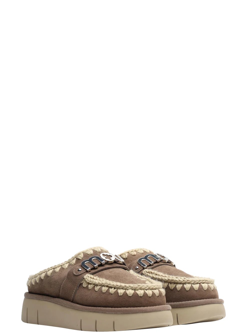 Scarpe Slippers in Suede Tortora con Platform - immagine 4