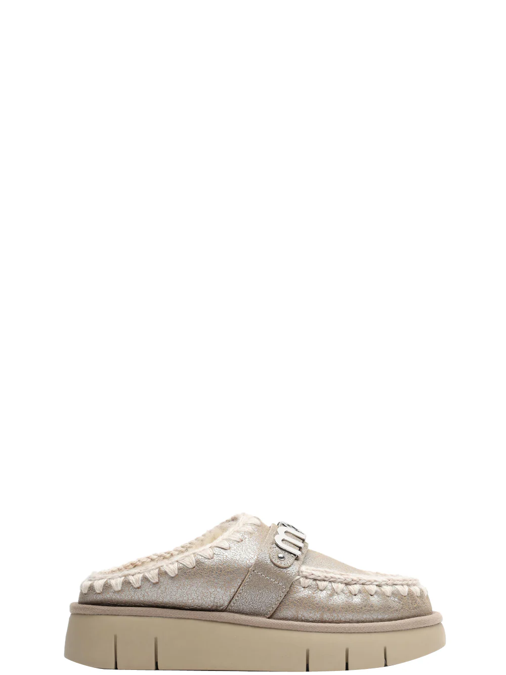 Scarpe Slippers in Pelle Perla con Platform