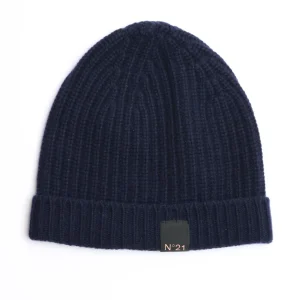 Cappello in Lana Vergine a Costine Blu Notte